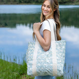 Anju Jewelry - Handcrafted Canvas Bag with Block-Printed Floral Peacock