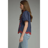 STYLE USA - Solid short puff sleeve top