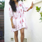 Dolma - Raya Block Printed Mini Dress Red Olive