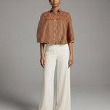 Meet Me In Santorini - Terracotta Gingham Seersucker Blouse