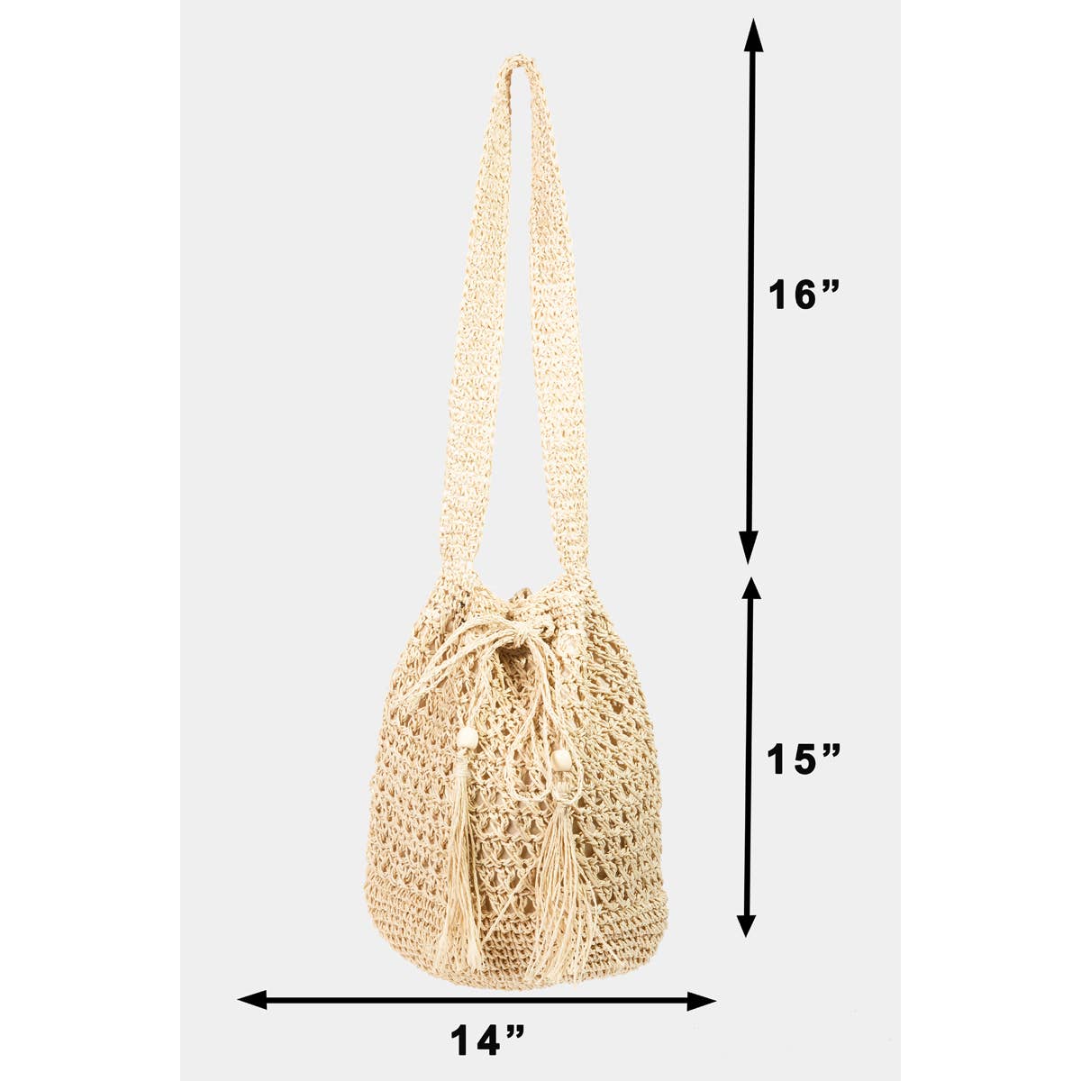 Collections by Fame Accessories - Straw Braided Draw String Tote Bag