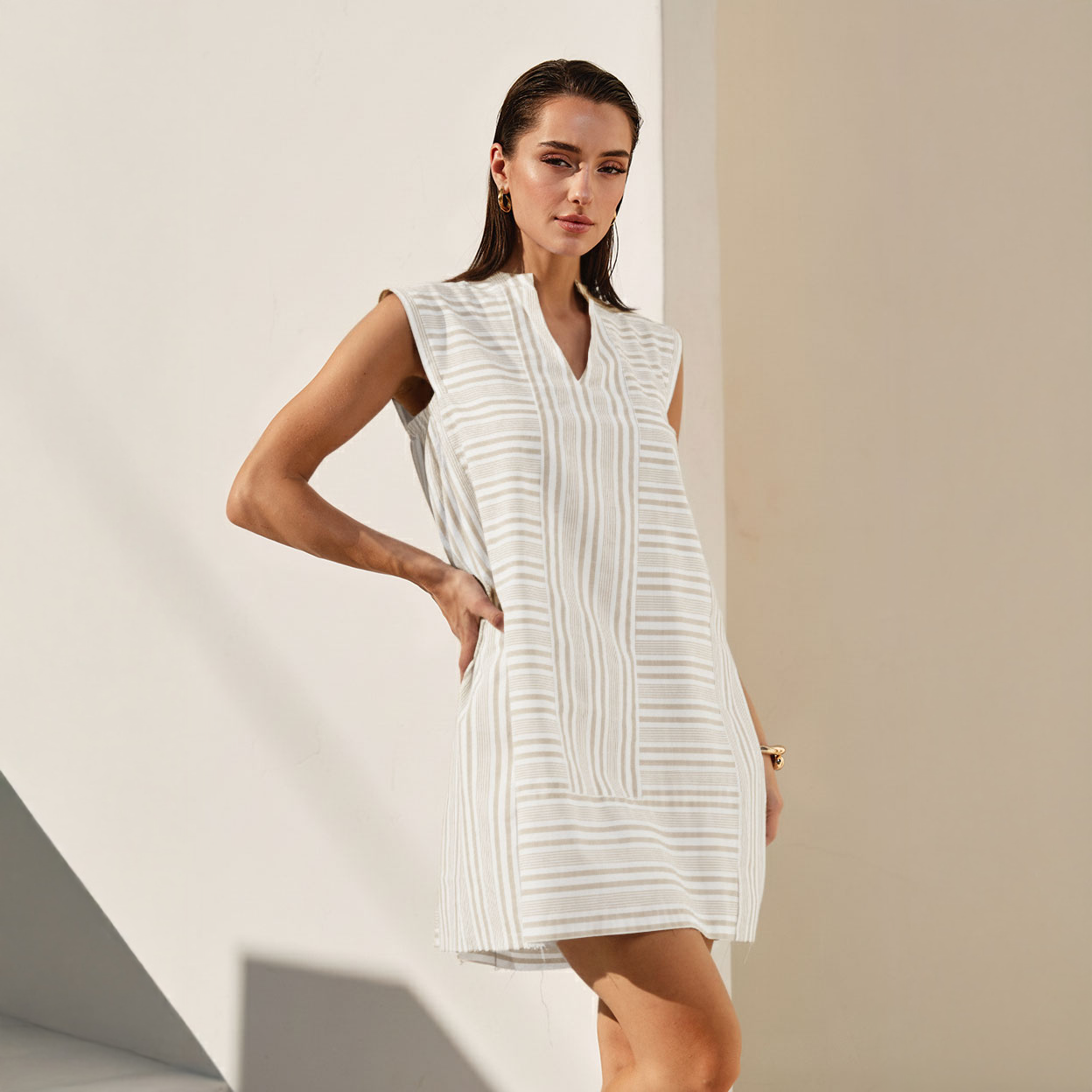 Able - AD3251 Striped mini dress
