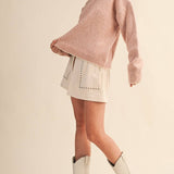 &MERCI - CONTRAST KNIT SCALLOPED EDGE SWEATER MSW11114