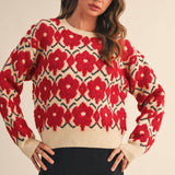 &MERCI - FUZZY TEXTURE FLORAL SWEATER MSW11198