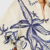 Rosa Clothing - Blue Shell Starfish Printed relaxed shirt & skirt set