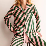 Rosa Clothing - Cozy & Soft Christmas Diagonal Stripes Long Pajama Set