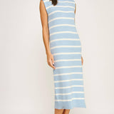 Strut & Bolt - Shoulder Pad Sleeveless Textured Striped Knit Dress