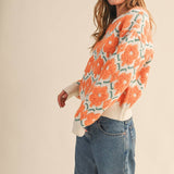 &MERCI - FUZZY TEXTURE FLORAL SWEATER MSW11198