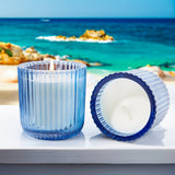 Hillhouse Naturals/Field+Fleur - Blue Seaside 1 Wick Colored Glass Candle 8oz. Ctn. 6