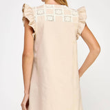 Strut & Bolt - Crochet Detail Linen Mini Dress