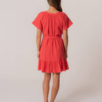 Lovestitch - Classic Cotton Gauze Short Sleeve Red Mini Dress