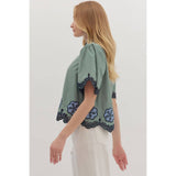 STYLE USA - Solid short flutter sleeve top