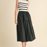 &MERCI - MIXED MEDIA STRIPED MIDI DRESS MDR3846