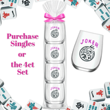 Fabuplates - Mahjong Stemless 4ct Set Wine Glasses "Joker"