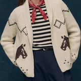 Rosa Clothing - Ocean Sailboat Jacquard Shawl Cardigan