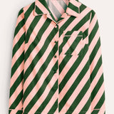 Rosa Clothing - Cozy & Soft Christmas Diagonal Stripes Long Pajama Set