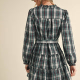 &MERCI - PLAID MINI DRESS WITH TIERED RUFFLE TRIM MDR3538