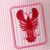 Fashion City - Lobster Embroidered Patch Seersucker Trucker Hat