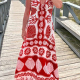 Rosa Clothing - Resort Style Sea Creature Print Slip Dress