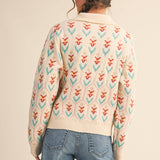 &MERCI - FLORAL KNIT COLLARED SWEATER CARDIGAN MSW11113