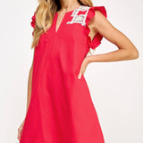 Strut & Bolt - Crochet Detail Linen Mini Dress