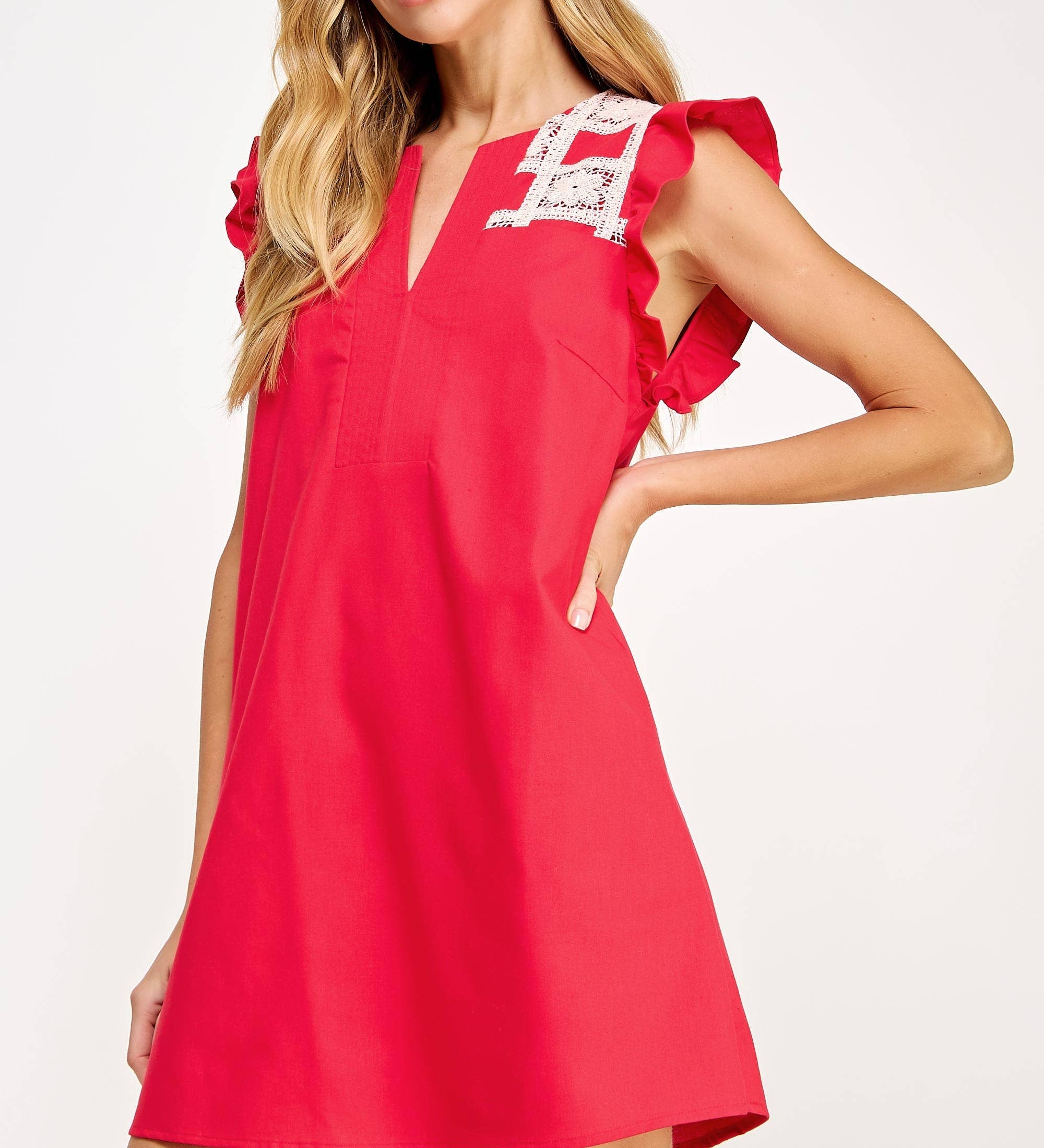 Strut & Bolt - Crochet Detail Linen Mini Dress