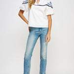 Strut & Bolt - Embroidered Puff Sleeve Top