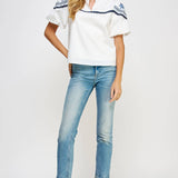 Strut & Bolt - Embroidered Puff Sleeve Top