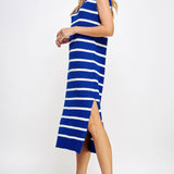 Strut & Bolt - Shoulder Pad Sleeveless Textured Striped Knit Dress