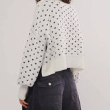 Rosa Clothing - Hearts Pattern Cropped Pullover Sweater