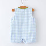 Rylee Faith Designs - Baby Boys Summer Crocodile Embroidered Smocked Romper