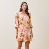Able - AD2699 Tropical belted mini shirt dress