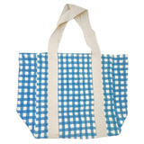 Anju Jewelry - Handcrafted Canvas Bag with Block-Printed Blue Gingham Bliss