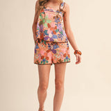 &MERCI - EXCLUSIVE FLORAL PRT TIE SHOULDER TOP SHORTS SET MPST4660