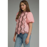 STYLE USA - Solid short puff sleeve top