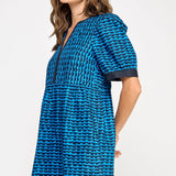 Strut & Bolt - Scallop Print Puff Sleeve Mini Dress