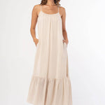 Lovestitch - Striped Scoop Neck Ruffle Hem Maxi Dress