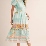 &MERCI - EXCLUSIVE LANDSCAPE PRINT BUTTON DOWN MIDI DRESS MDR4784