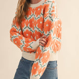 &MERCI - FUZZY TEXTURE FLORAL SWEATER MSW11198