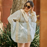 Anju Jewelry - Handcrafted Canvas Bag with Block-Printed Seashells