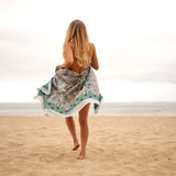 Boho-Eclectica - Block Print Cotton Sarong - Floral Print