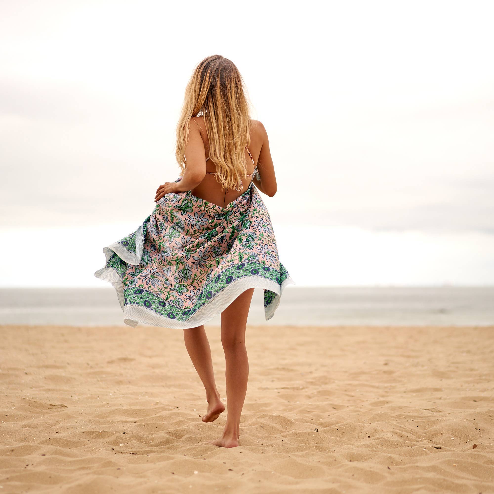 Boho-Eclectica - Block Print Cotton Sarong - Floral Print