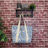 Anju Jewelry - Handcrafted Canvas Bag with Block-Printed Azure Canopy