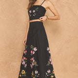 Strut & Bolt - Embroidered Floral Lace Detail Top Skirt Set