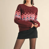 &MERCI - CABLE KNIT FAIR ISLE SWEATER MSW10679