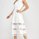 Strut & Bolt - Scallop Edge Crochet Trim Satin Midi Dress