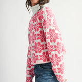 AEMI + CO - 3482IK Floral Fair Isle Mock Neck Sweater