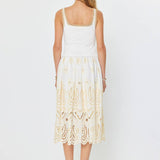 Current Air - Eyelet Skirt Sleeveless Sweater Combo Midi Dress