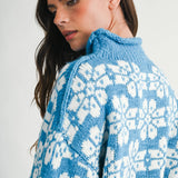 AEMI + CO - 3482IK Floral Fair Isle Mock Neck Sweater