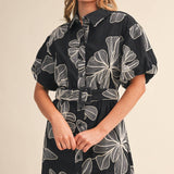 &MERCI - FLORAL EMBROIDERY BELTED MINI DRESS MDR4555